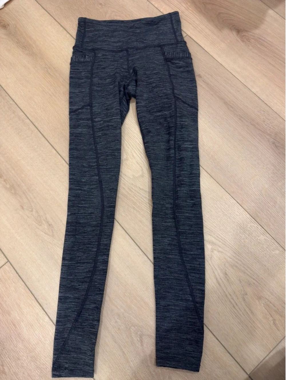Athleta Heather Gray High Rise Side Pocket Full Length Leggings Space Dye